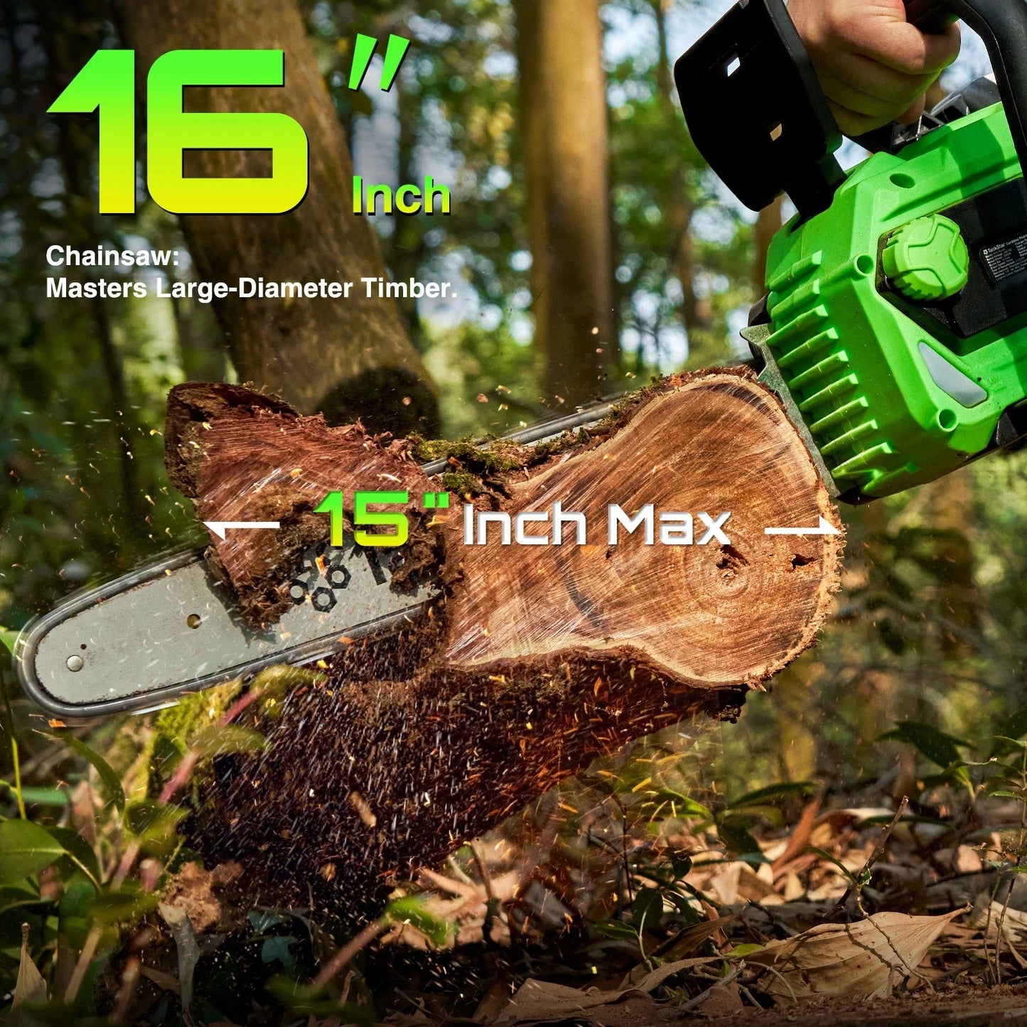 TaskStar 40V 16" Cordless Chainsaw With Auto-Oiler&Tool-Less Chain Tension 2x5.0Ah Batteries Powered Electric Saws For Logging