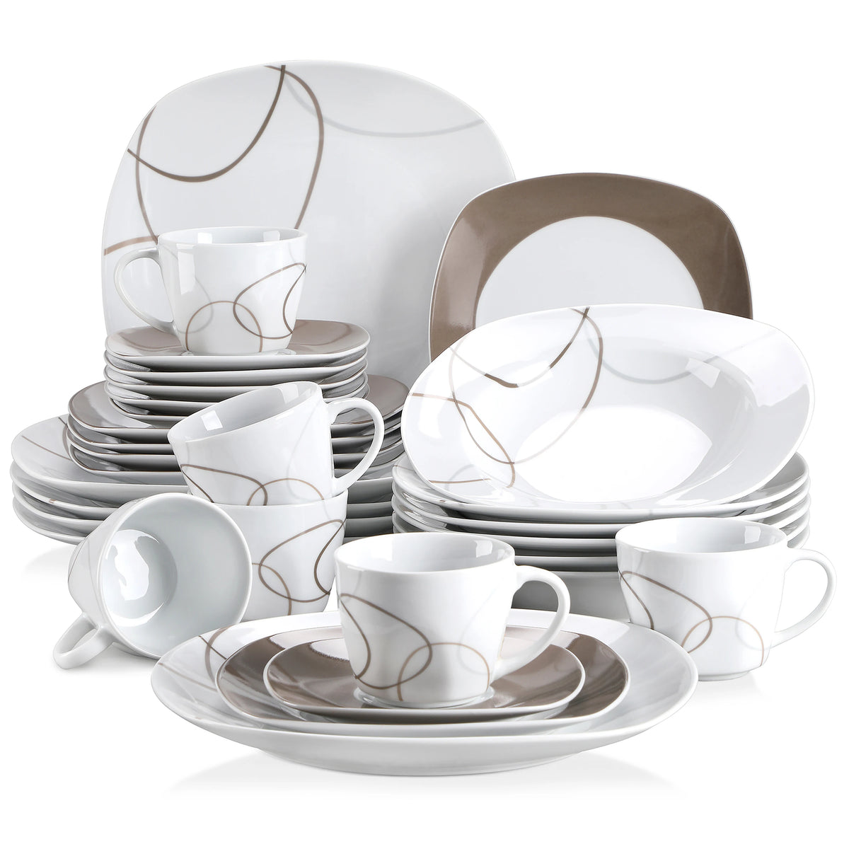 Malacasa Complete Porcelain Ceramic Dinnerware Set