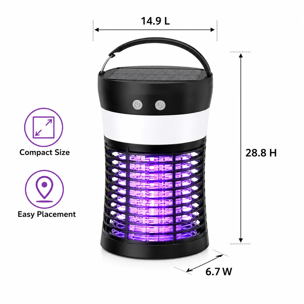 Bug Zapper Solar Mosquito Killer 3000V Rechargeable Indoor Outdoor