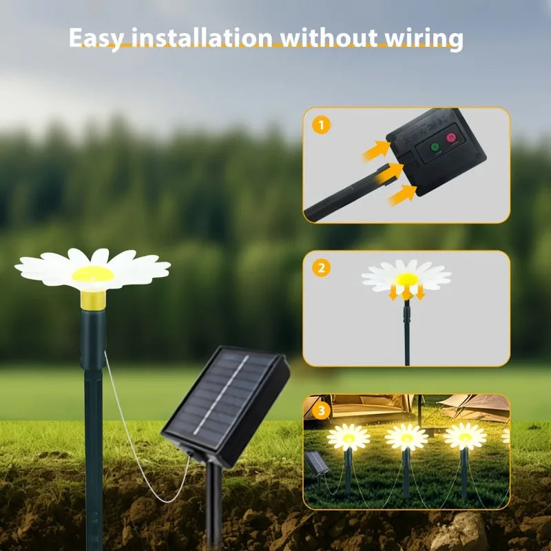 Solar Daisy Path Lights for Outdoor Gardens and Landscape Decoration