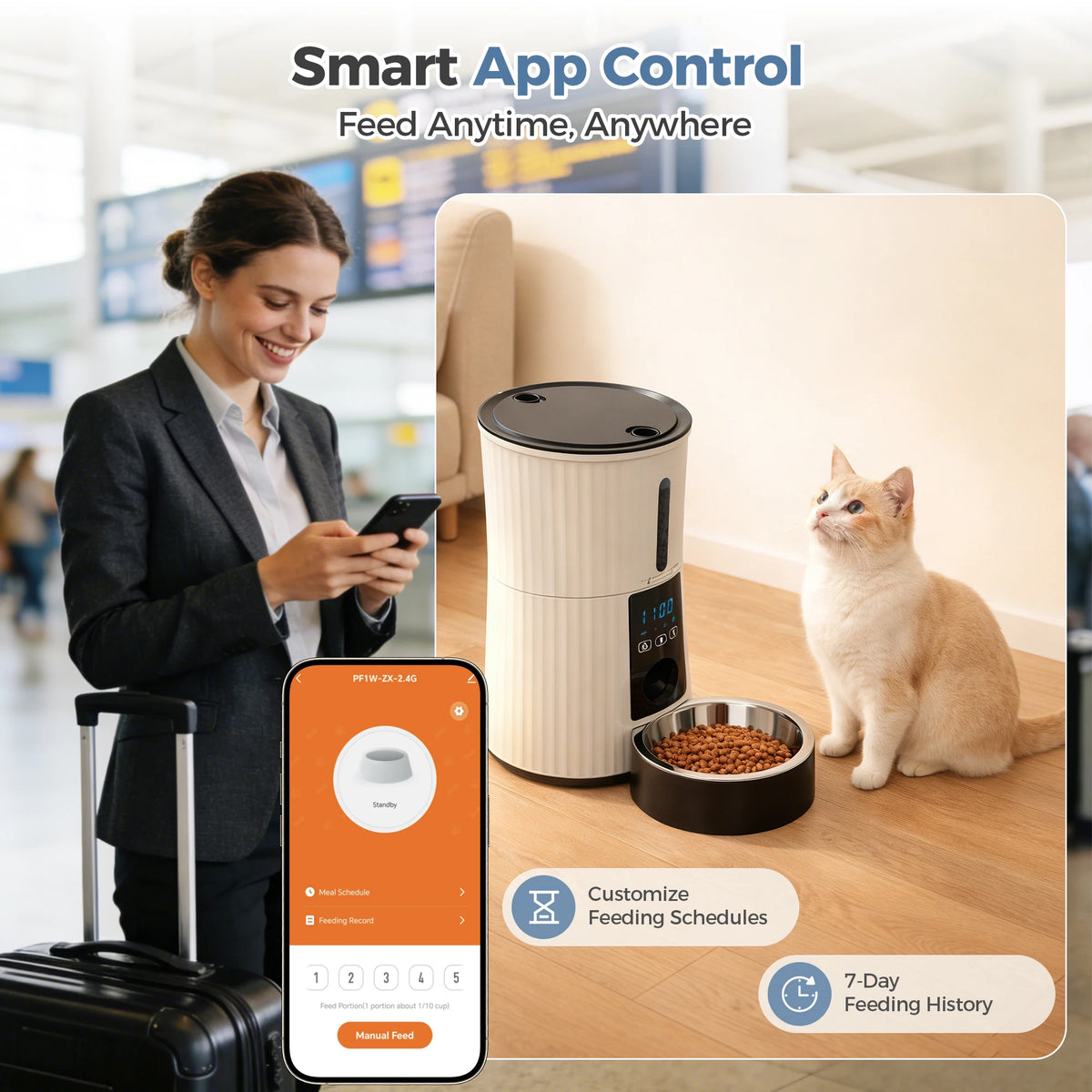 JHK Automatic WiFi Cat Feeder With App Control Timer