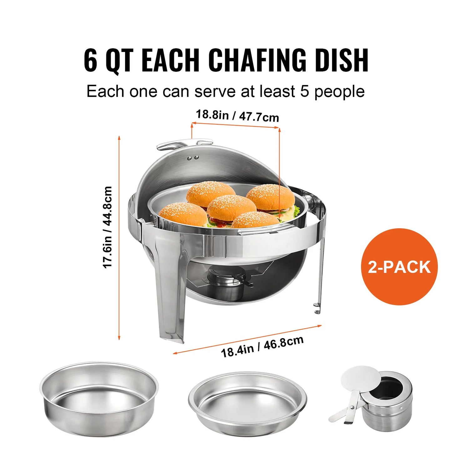 Succebuy Roll Top Chafing Dish Buffet Set Stainless Steel Warmer