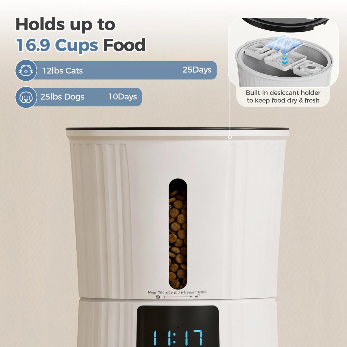 JHK Automatic WiFi Cat Feeder With App Control Timer