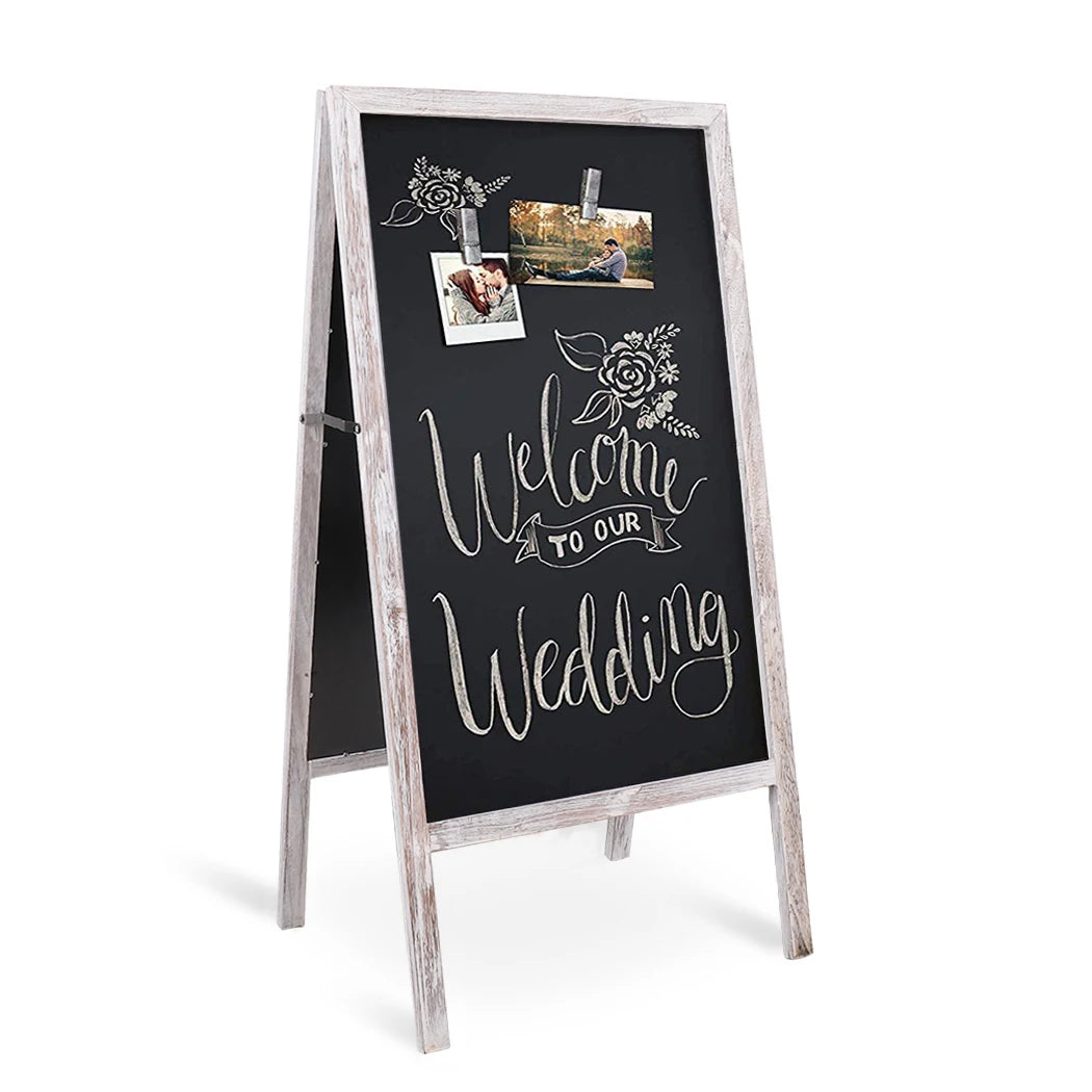 Outdoor Wooden Double Sided Blackboard Chalkboard Display Stand Includes Cloths