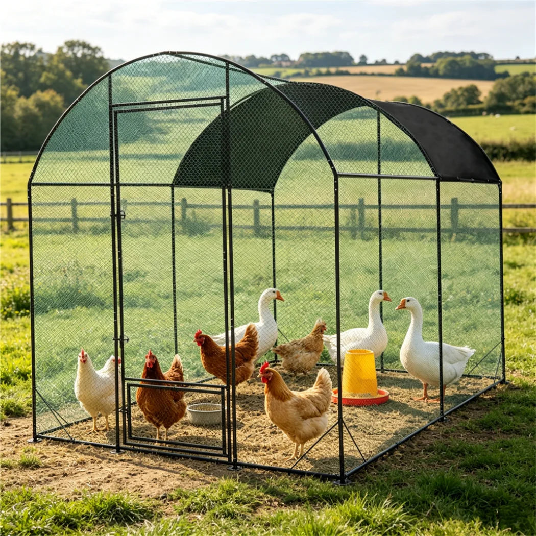 Borwart Outdoor Chicken Coop Cage with Nylon Netting Metal Tubes
