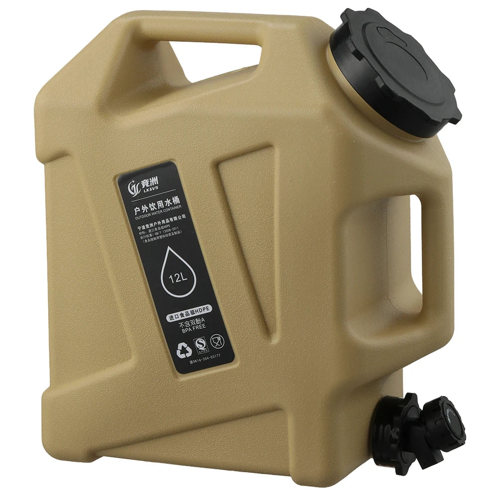 12L Camping Water Container  Water Storage Carrier Portable Large Capacity Outdoor Hiking Accessories