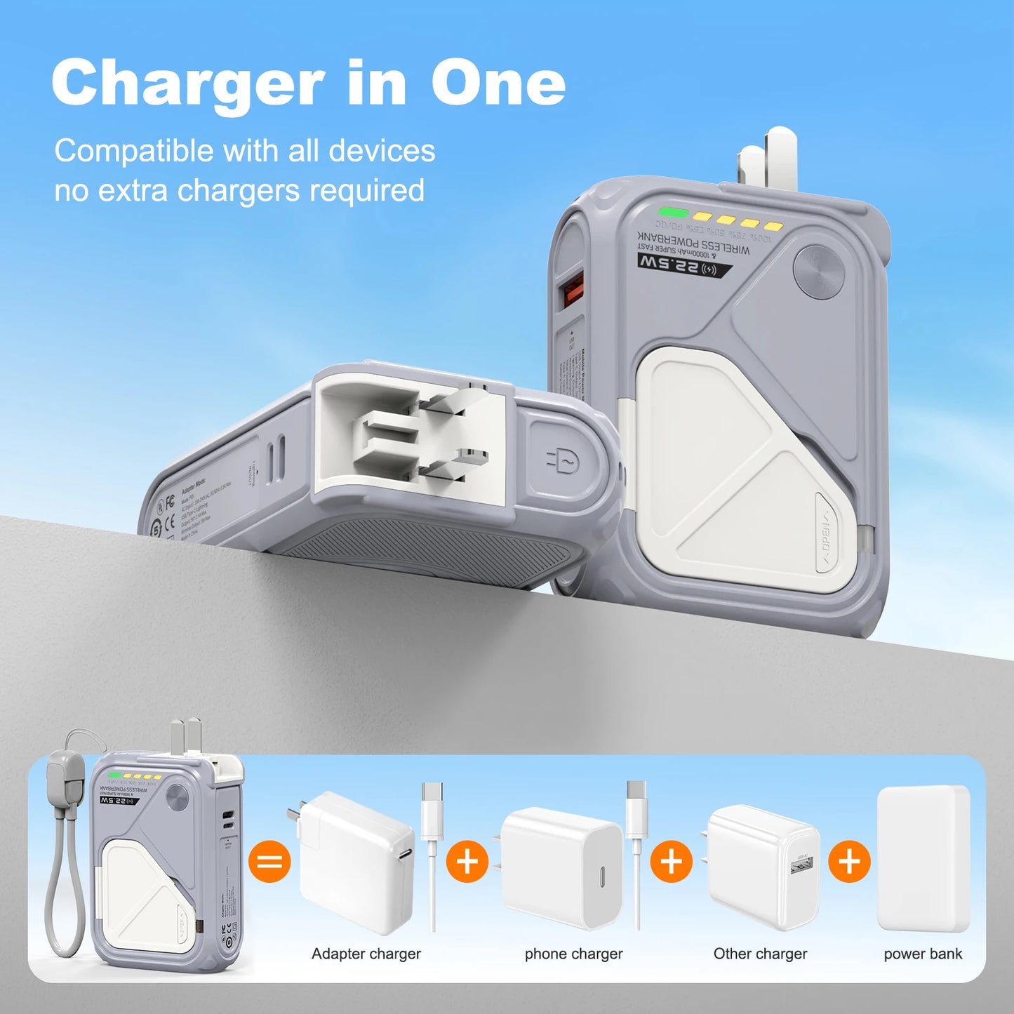 Prunus 22.5W Magnetic Wireless Power Bank USB Type C