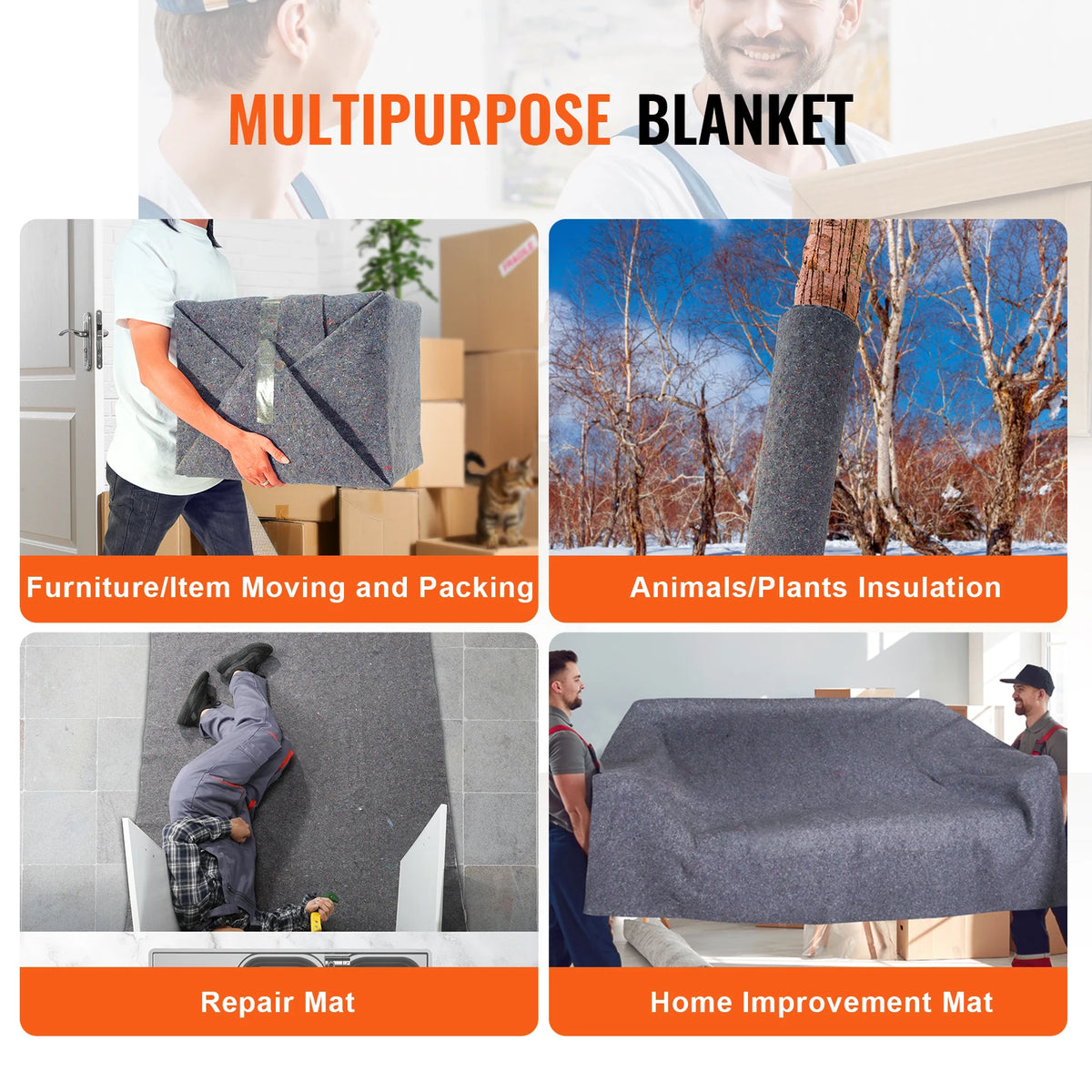 SucceBuy Heavy Duty Recycled Cotton Moving Blankets for Furniture Protection