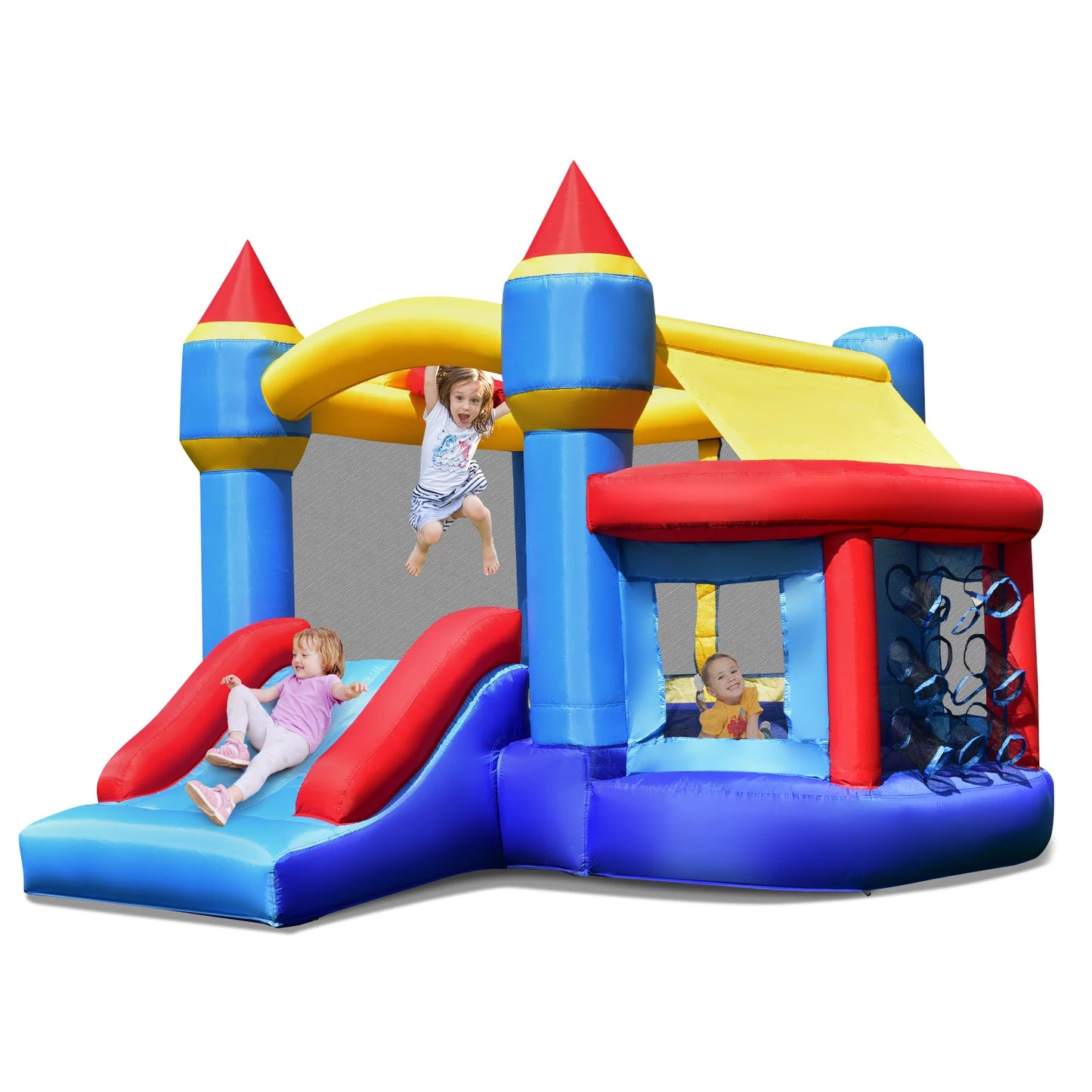 Multigot Inflatable Bounce House Castle With Slide And Basketball Hoop
