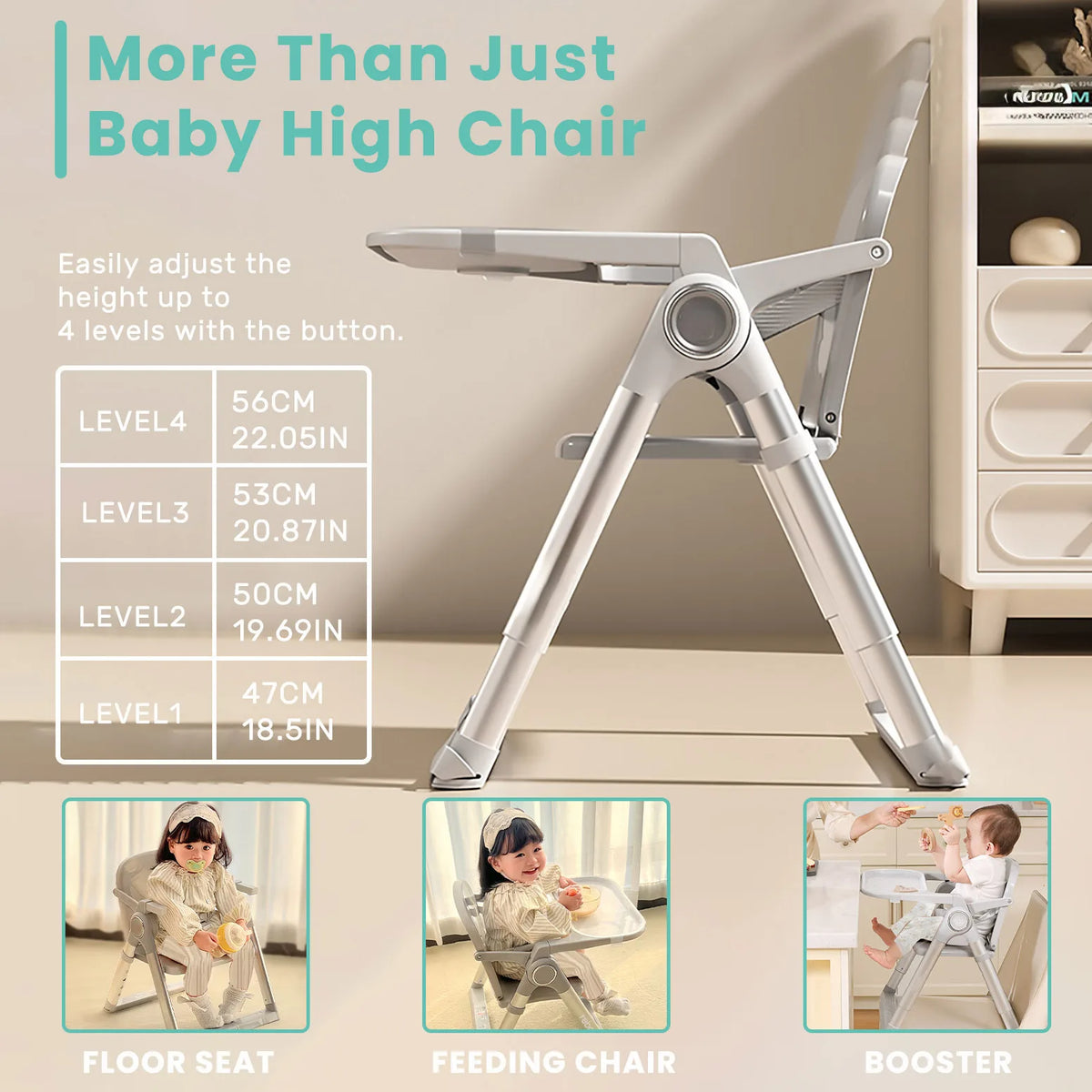 Ubravoo Foldable Portable Baby High Chair With Dual Plate