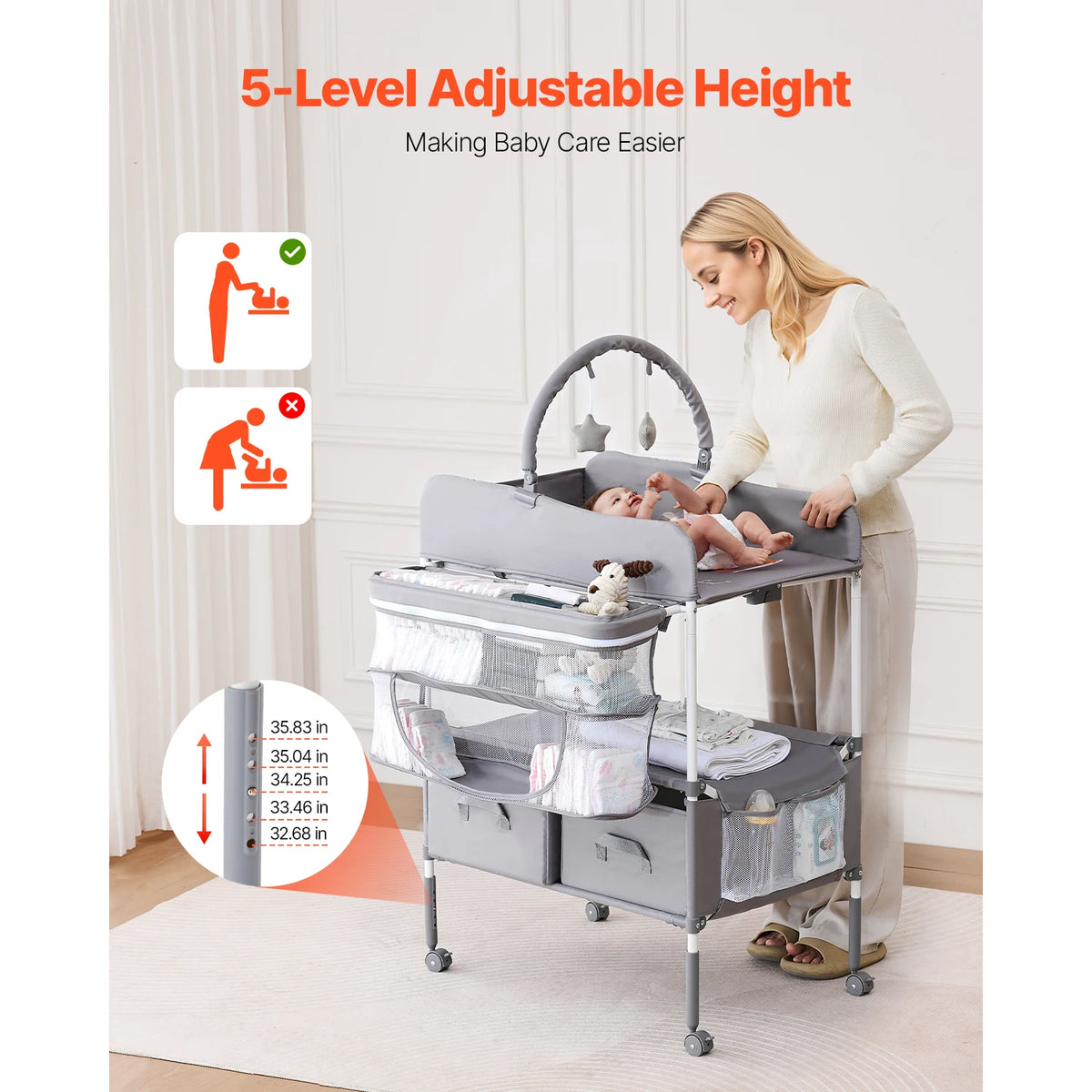 Succebuy Foldable Baby Diaper Changing Station With Adjustable Height