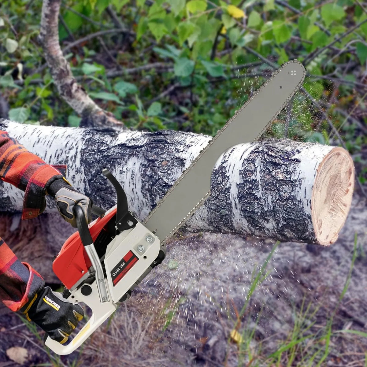 Portable 52CC Gas Powered 2-Stroke Chainsaw for Wood Cutting