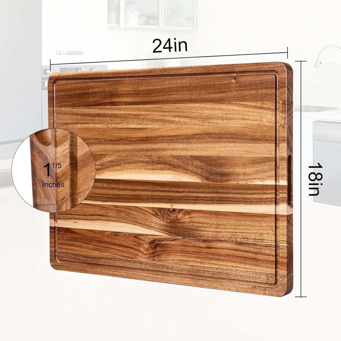 TWISTER.CK Wood Cutting Board With Juice Groove Reversible Charcuterie