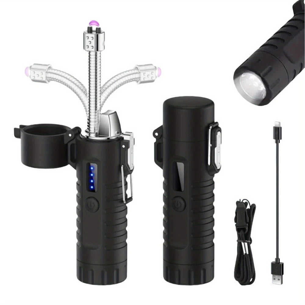 Outdoor Camping Pulse Plasma Arc Lighter Telescopic Rotatable 360 Degree