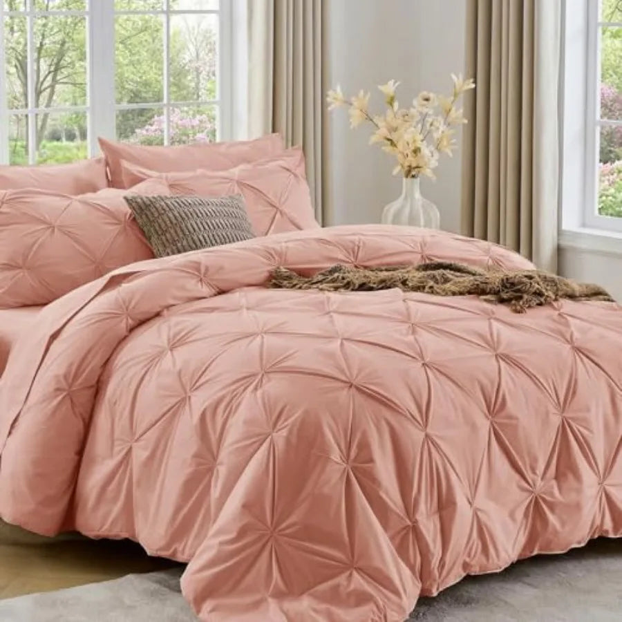 Pintuck All Season Comforter Set 7-Piece Bed in a Bag