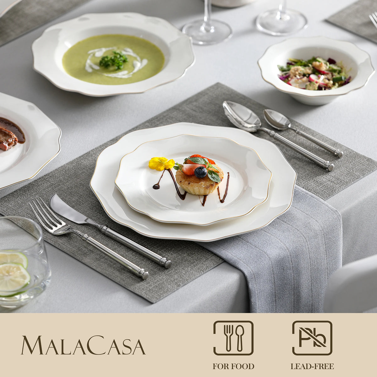 MALACASA Nordic Porcelain Dinnerware Set With Bowls And Plates