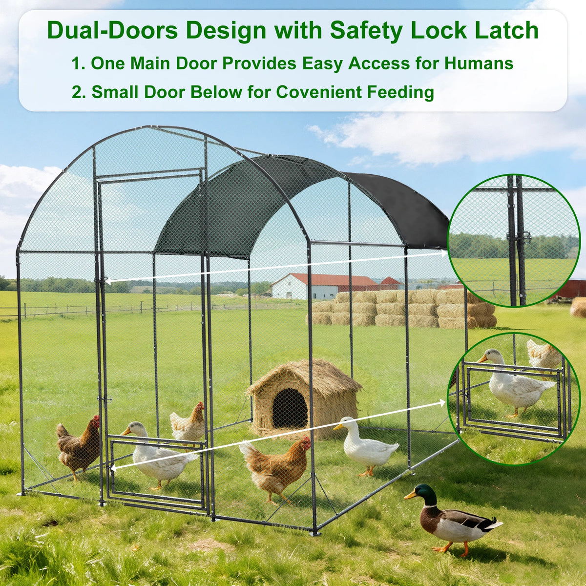 Borwart Outdoor Chicken Coop Cage with Nylon Netting Metal Tubes