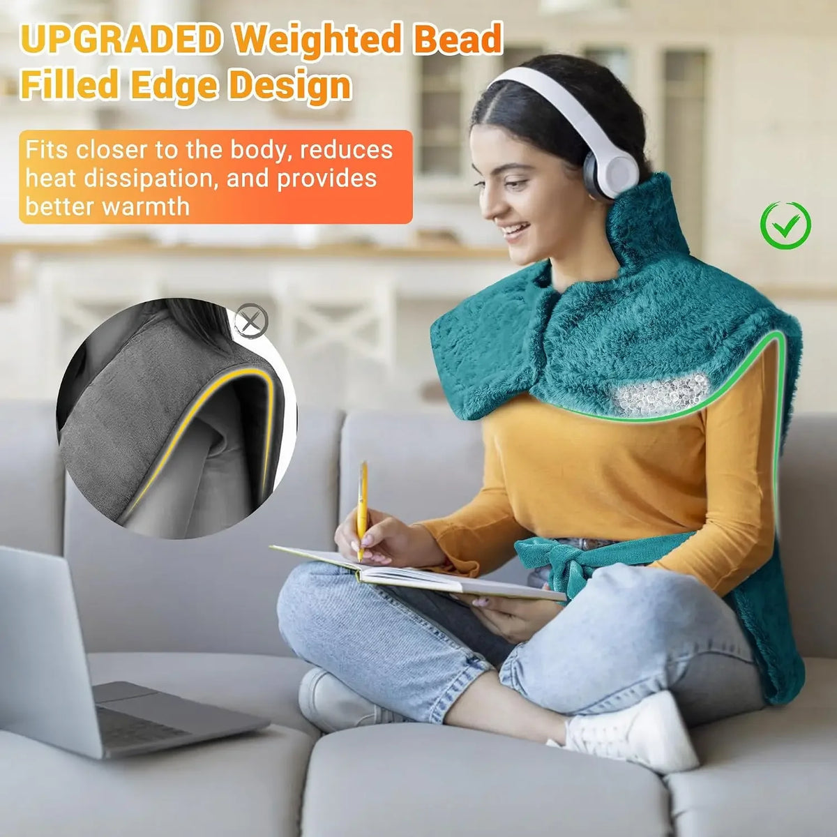 Electric Heating Pad For Neck Shoulders And Back With Massage