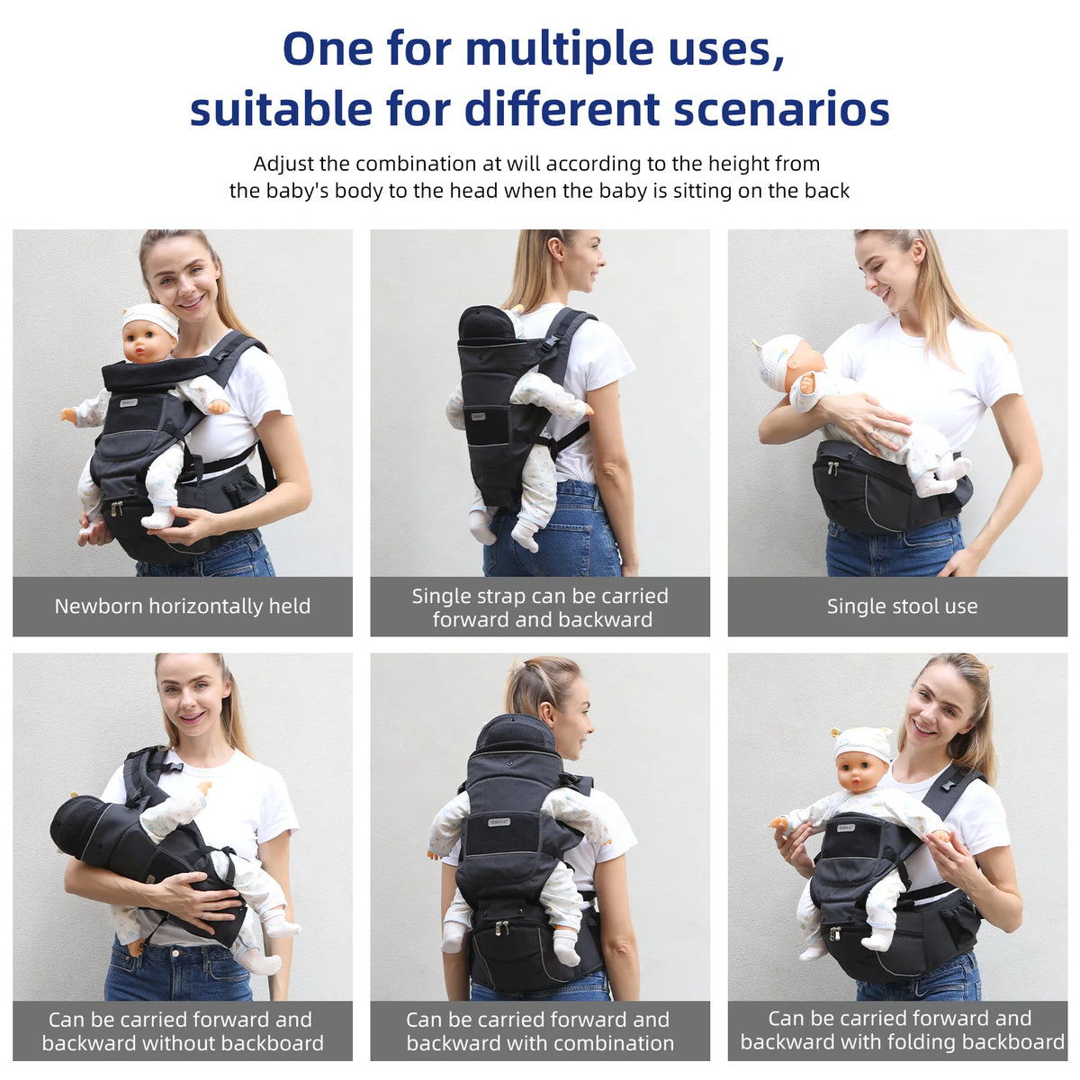 Ergonomic Baby Carrier With Removable Plate And Safety Strips
