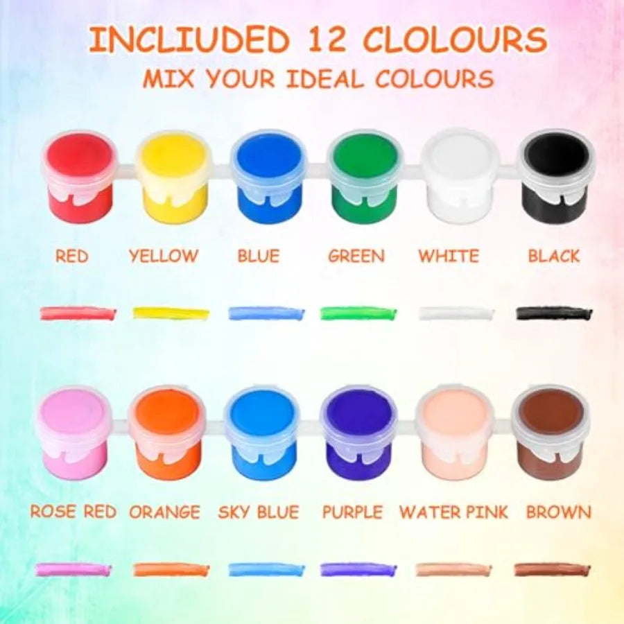 5 Pack Mini Acrylic Paint Set, 12 Colors Acrylic Paints Strips for Adults Craft Paint, 70 PCS Painting Kit Container Strips Sto