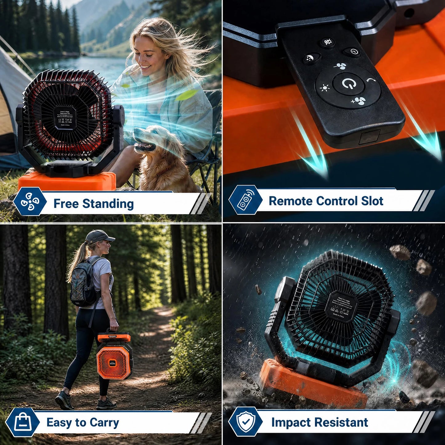 HiMISS Portable Camping Fan 40000mAh Rechargeable Remote Timer 5 Speeds