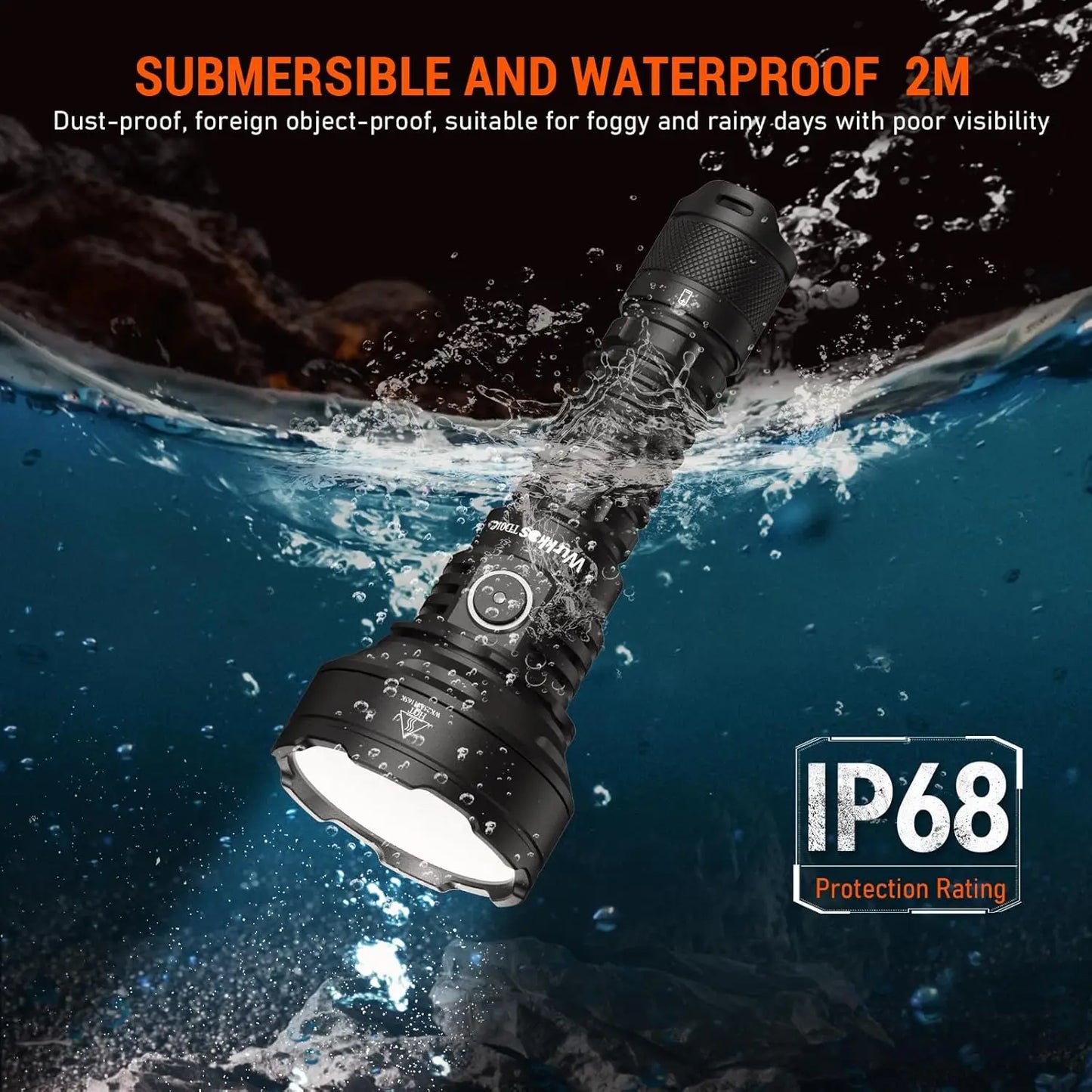 Wurkkos TD01C 21700 Tactical Flashlight USB Rechargeable 1800 Lumens Ultra-Long-Range Tail Switch LED Torch IPX-8