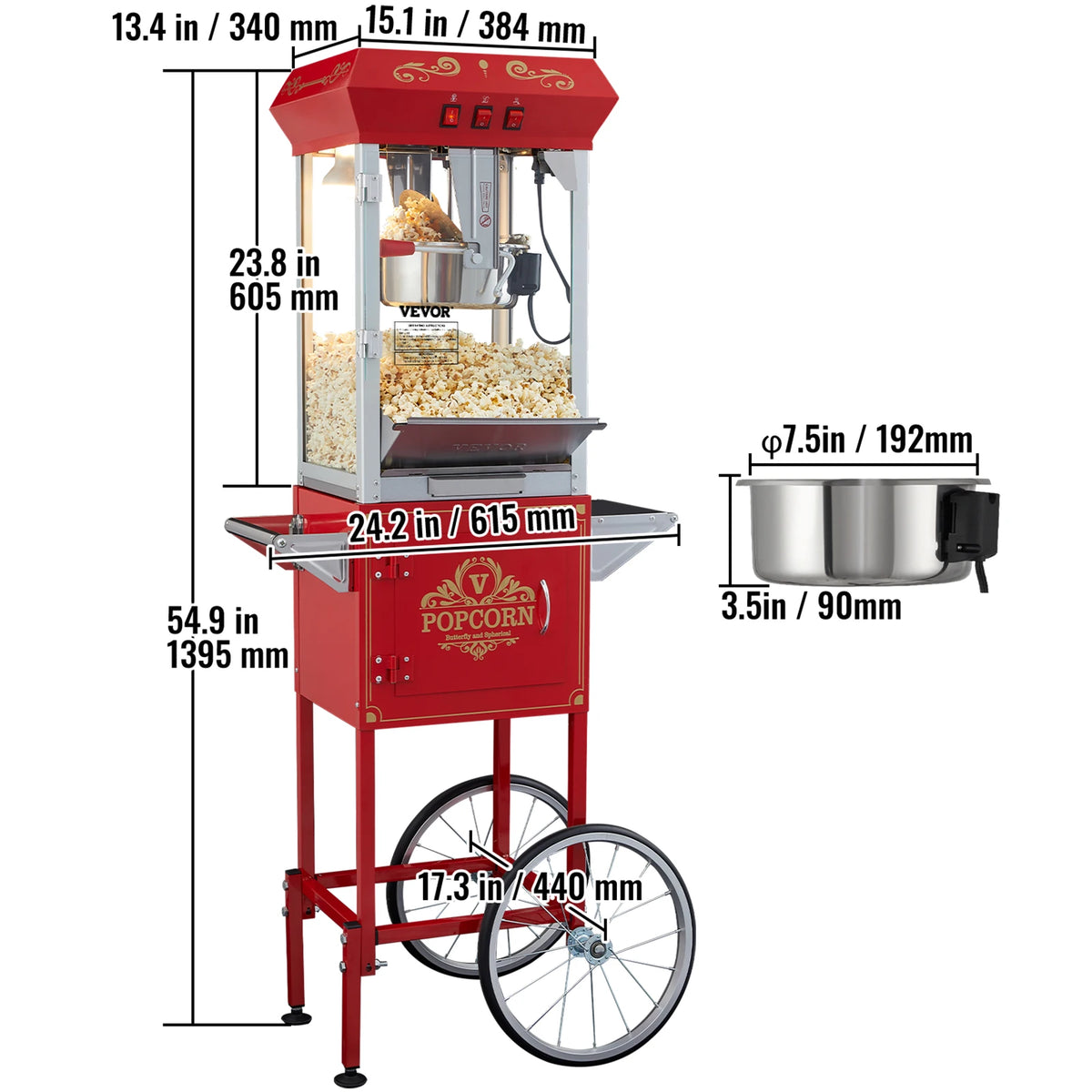 Succebuy Commercial Popcorn Maker with 304 Stainless Steel Heating Tube