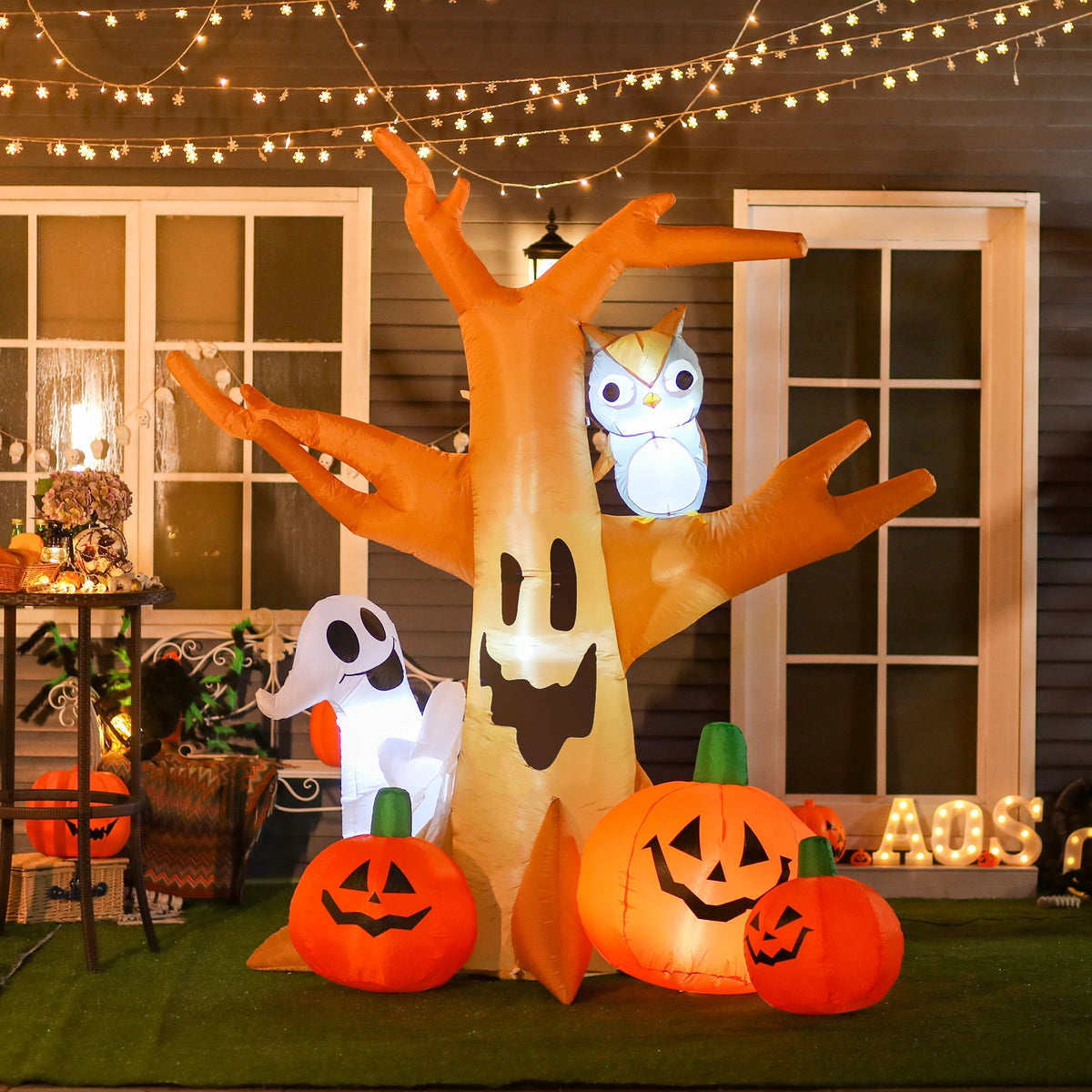 HOMCOM Halloween Inflatable Outdoor Tree Decoration With LED Lights
