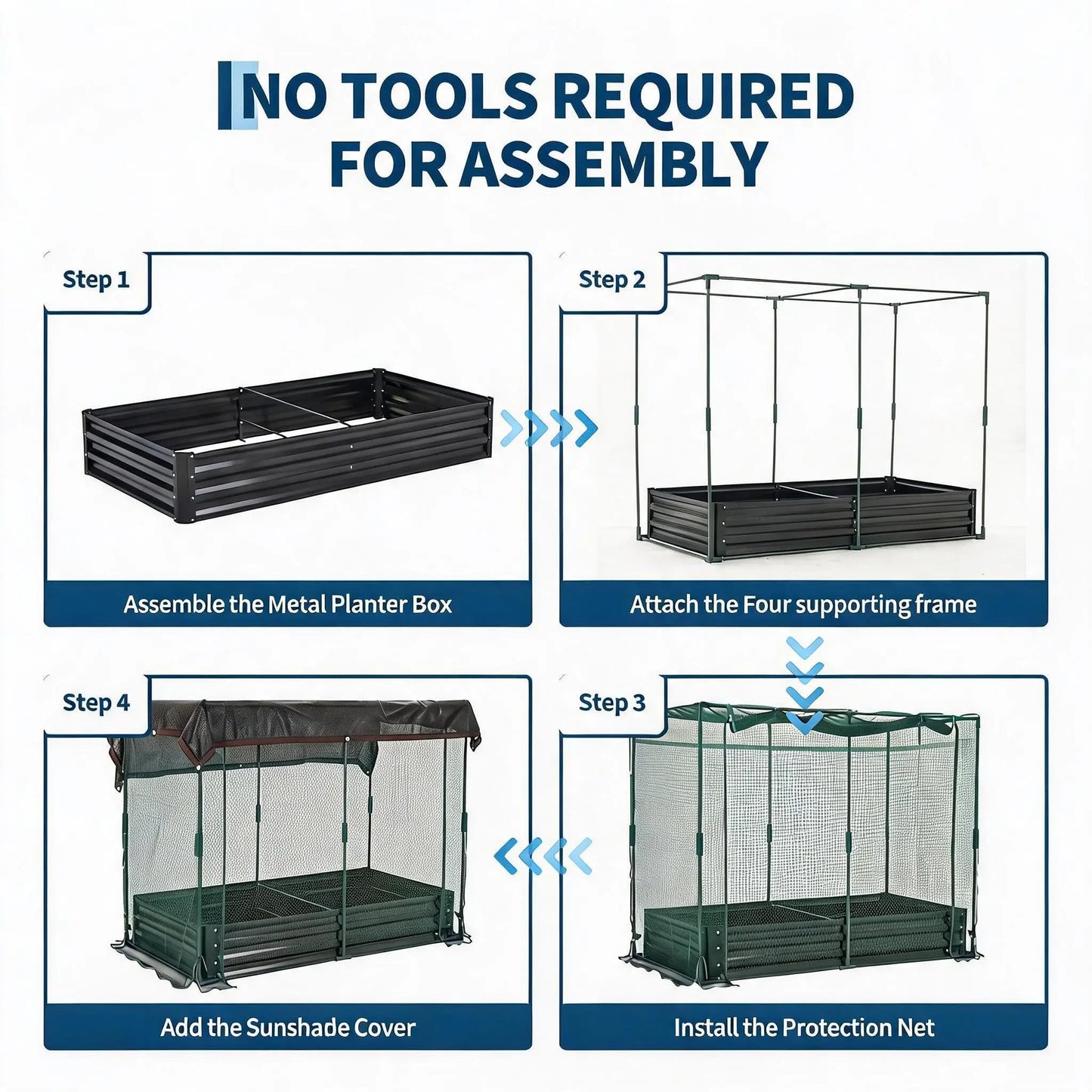 Galvanized Raised Garden Bed With Self Watering Mesh Cover