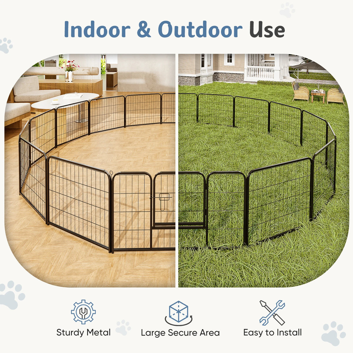 JHK Foldable Metal Dog Playpen And Outdoor Pet Exercise Fence