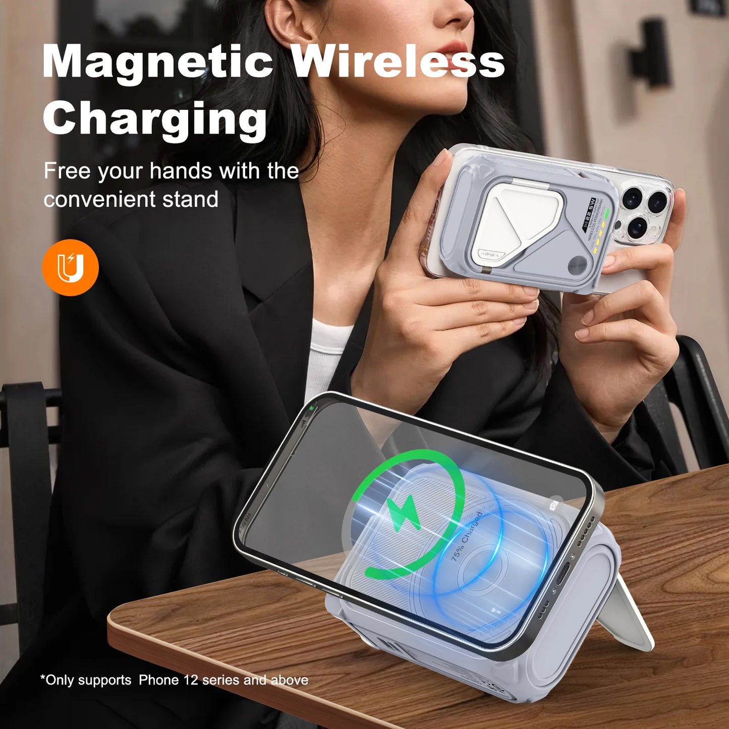 Prunus 22.5W Magnetic Wireless Power Bank USB Type C