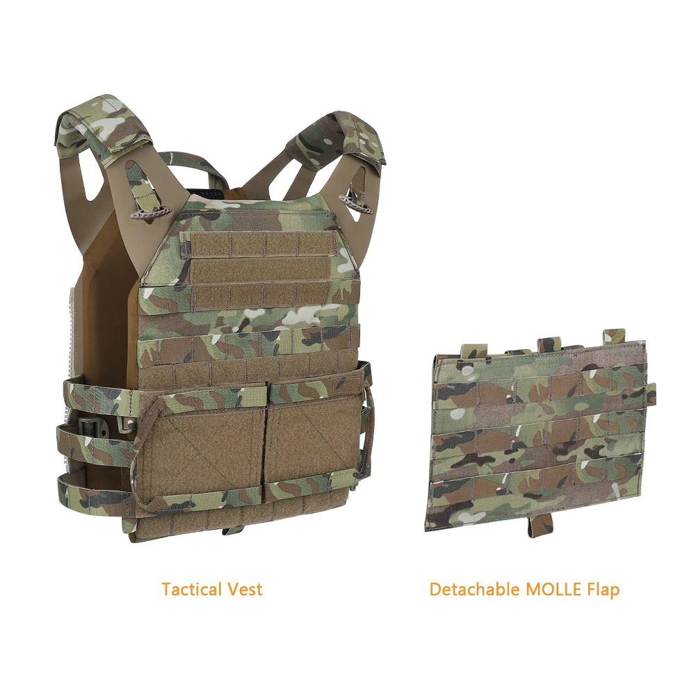 KRYDEX 500D Nylon Tactical Plate Carrier Vest With MOLLE Front Flap