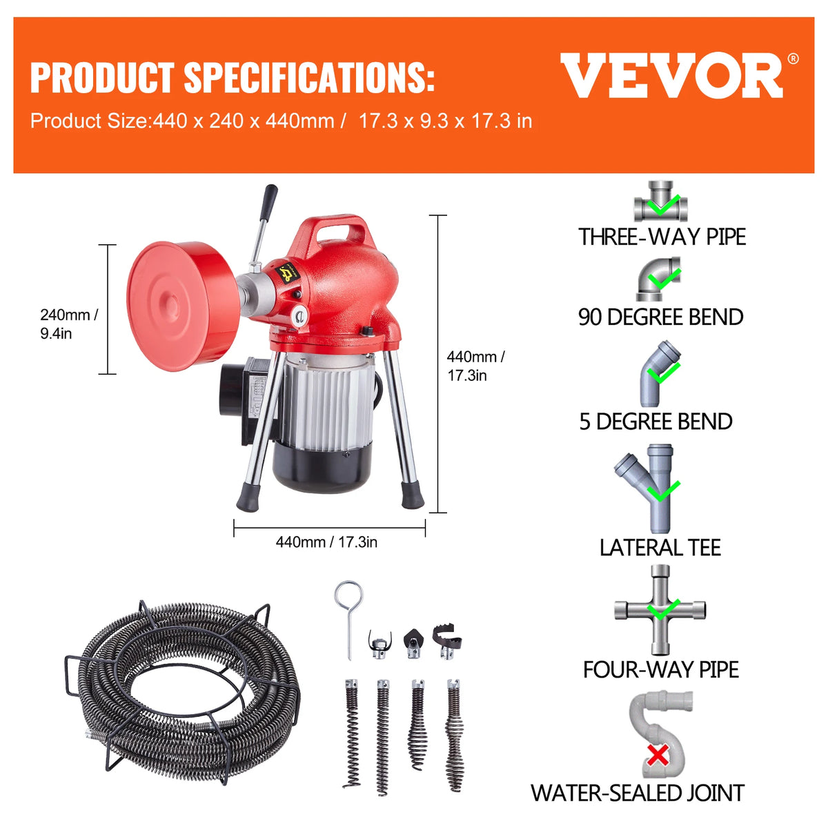 SucceBuy Electric Drain Cleaner Machine With Manual Feed Sewer Snake