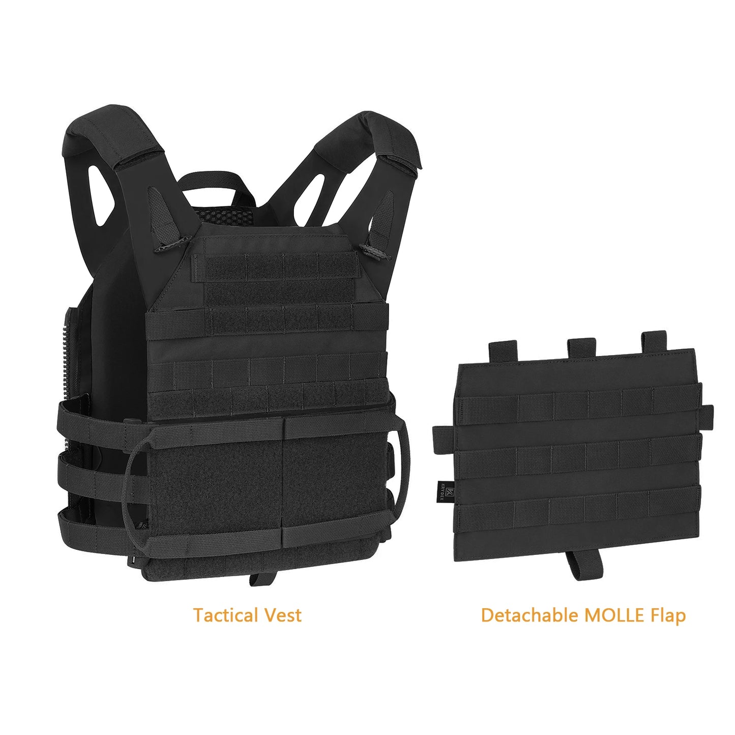KRYDEX 500D Nylon Tactical Plate Carrier Vest With MOLLE Front Flap