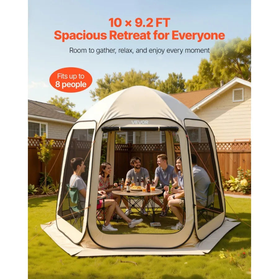 Screen House Tent Pop Up Canopy With Netting Sides Aluminum Frame