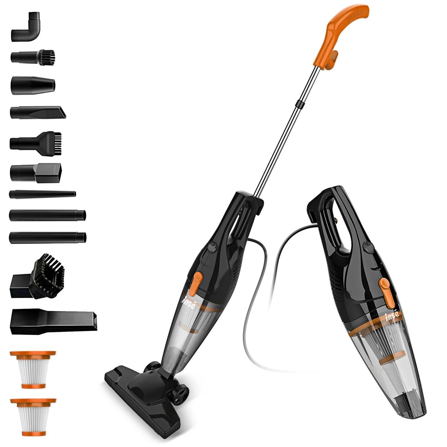 INSE R7/R6X/R3S Corded Vacuum Cleaner Handheld Stick Vacuum 600W Powerful 3 in1 Lightweight Vacuum Cleaners for Home Hard Floor Pet Hair