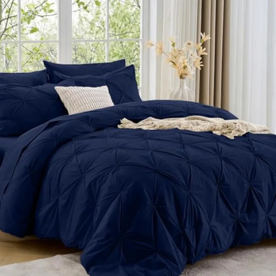Pintuck All Season Comforter Set 7-Piece Bed in a Bag