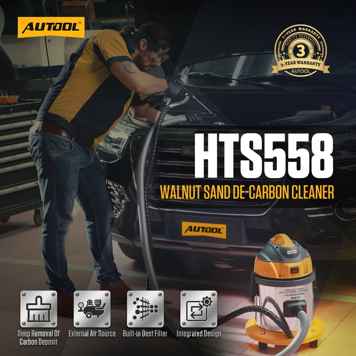 AUTOOL HTS558 Automotive Walnut Blaster De-Carbon Machine Intake Valve Cleaner 220V /110V Car Engine Carbon Deposition Cleaner