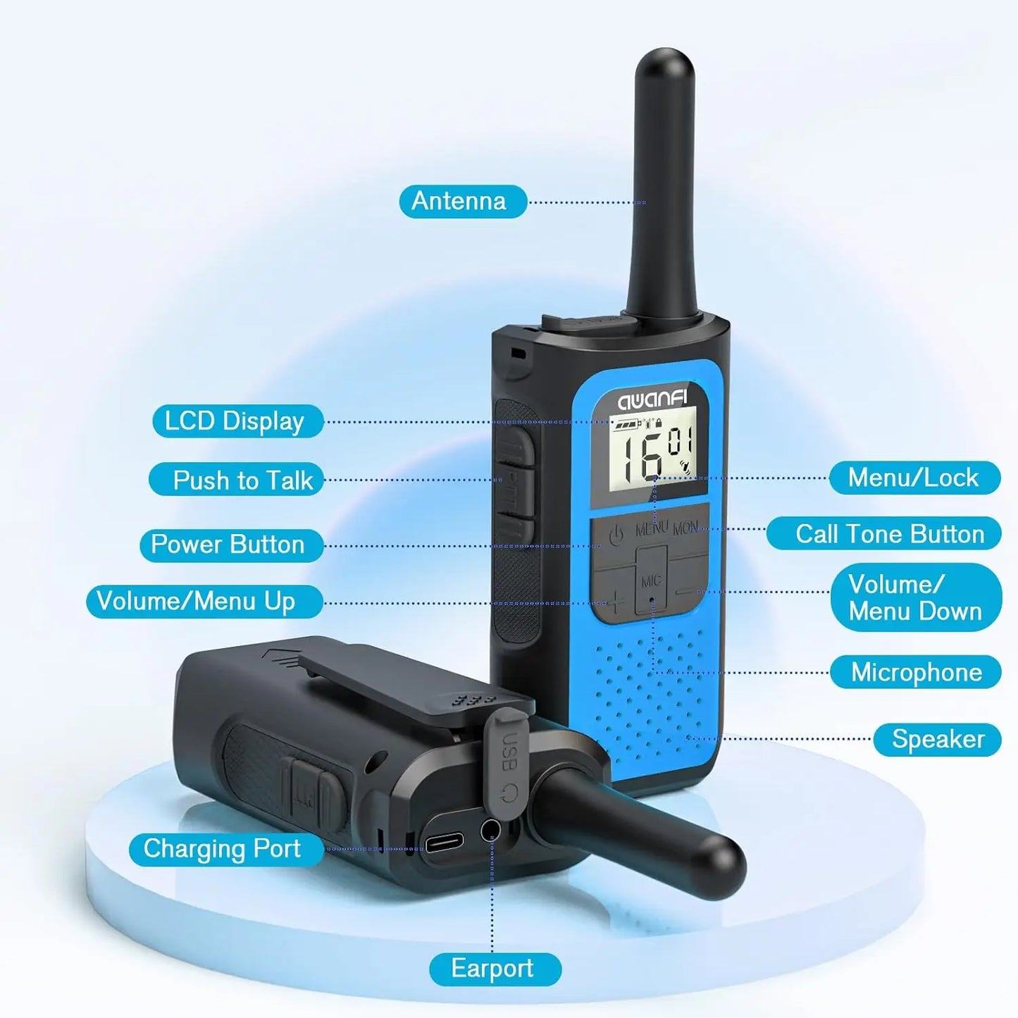 AWANFI Walkie Talkies Long Range 2 Way Radios VOX Outdoors