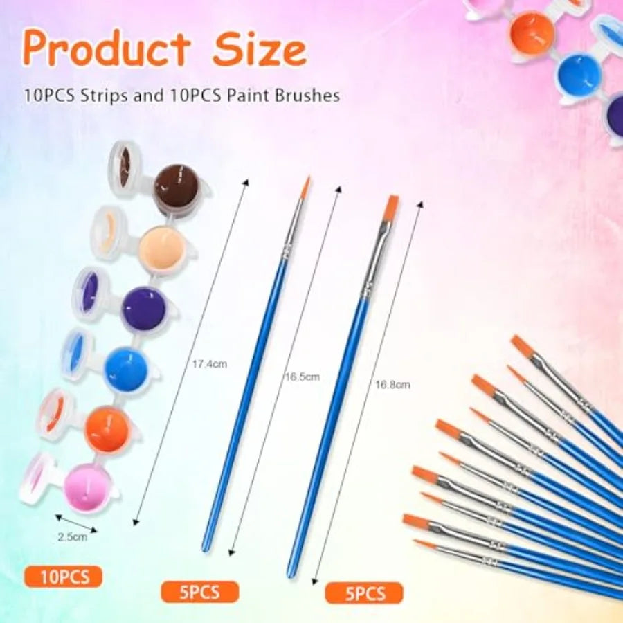 5 Pack Mini Acrylic Paint Set, 12 Colors Acrylic Paints Strips for Adults Craft Paint, 70 PCS Painting Kit Container Strips Sto