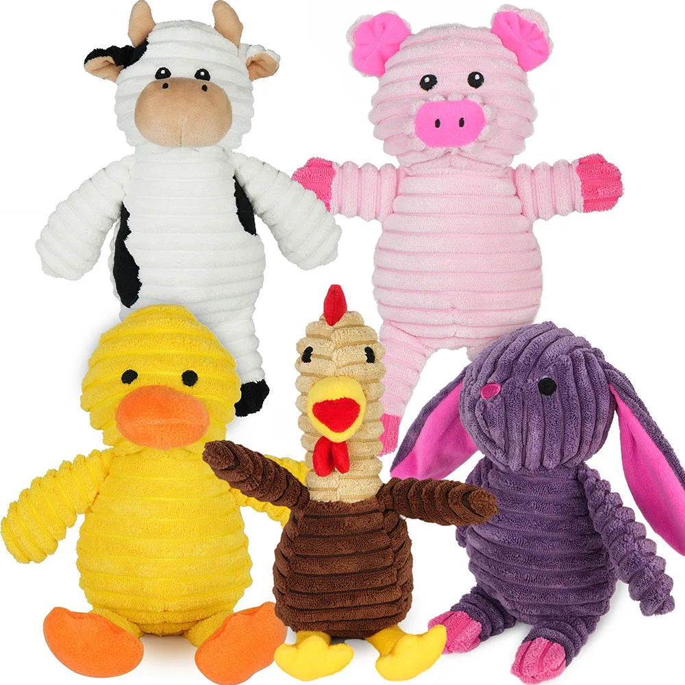5 Pack Plush Squeaky Dog Toys, Stuffed Animal Chew Toys
