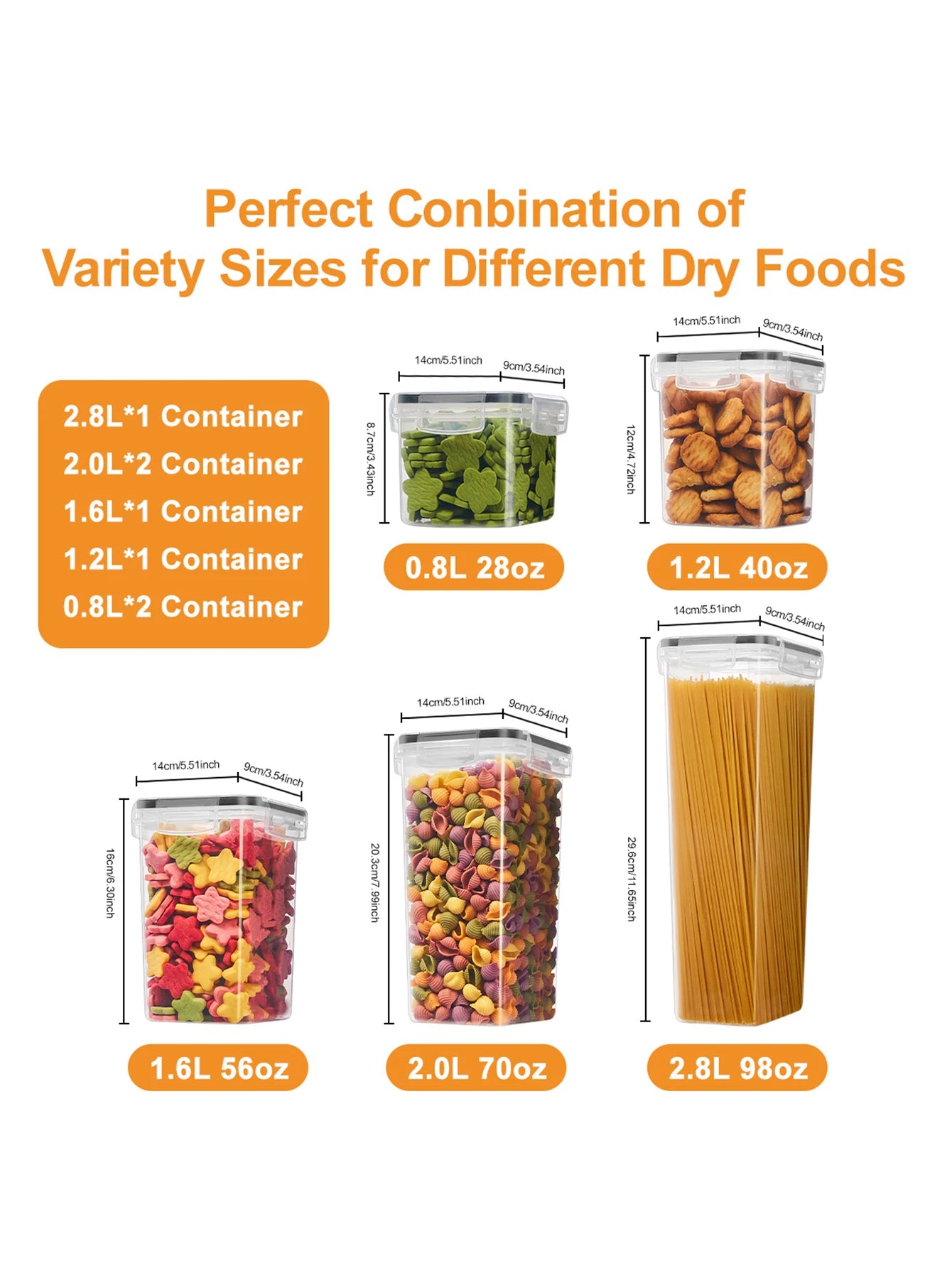 14pc Sealed Pasta Storage Containers With Lids Labels And Markings