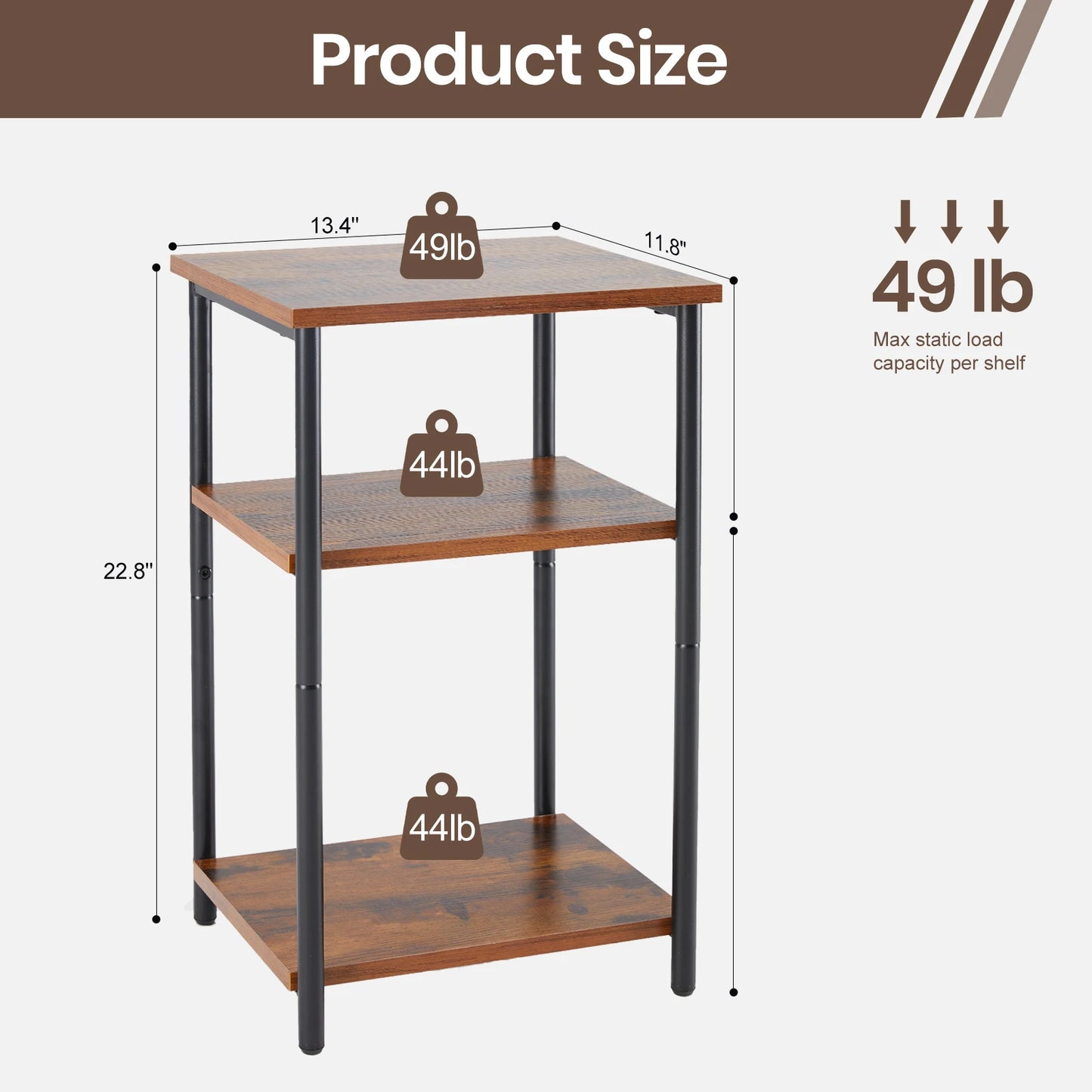 JHK Two To Three Tier End Table With Adjustable Feet