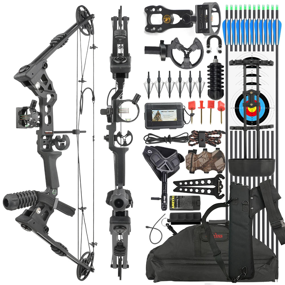 Adjustable Compound Bow Set With 500 Carbon Arrows 20-70lb 320FPS
