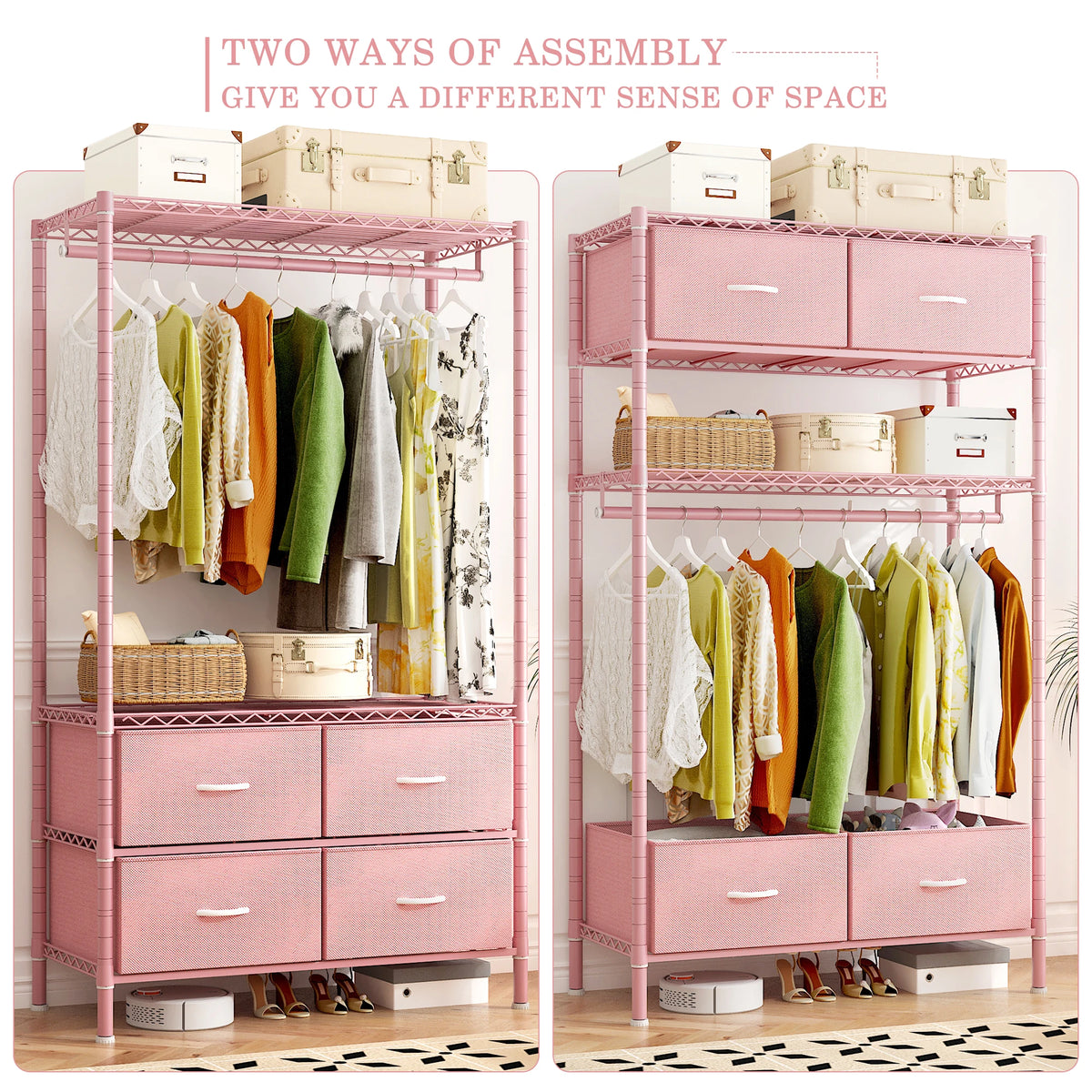Heavy Duty Metal Coat Rack With Four Home Storage Drawers