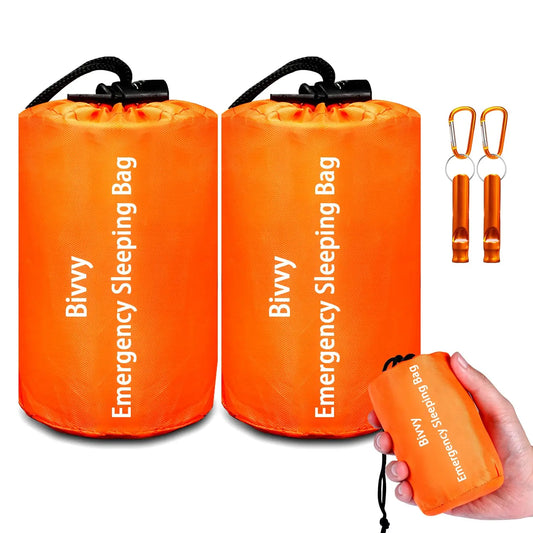 2 Pack Emergency Sleeping Bag Survival Shelter Polyethylene Blanket
