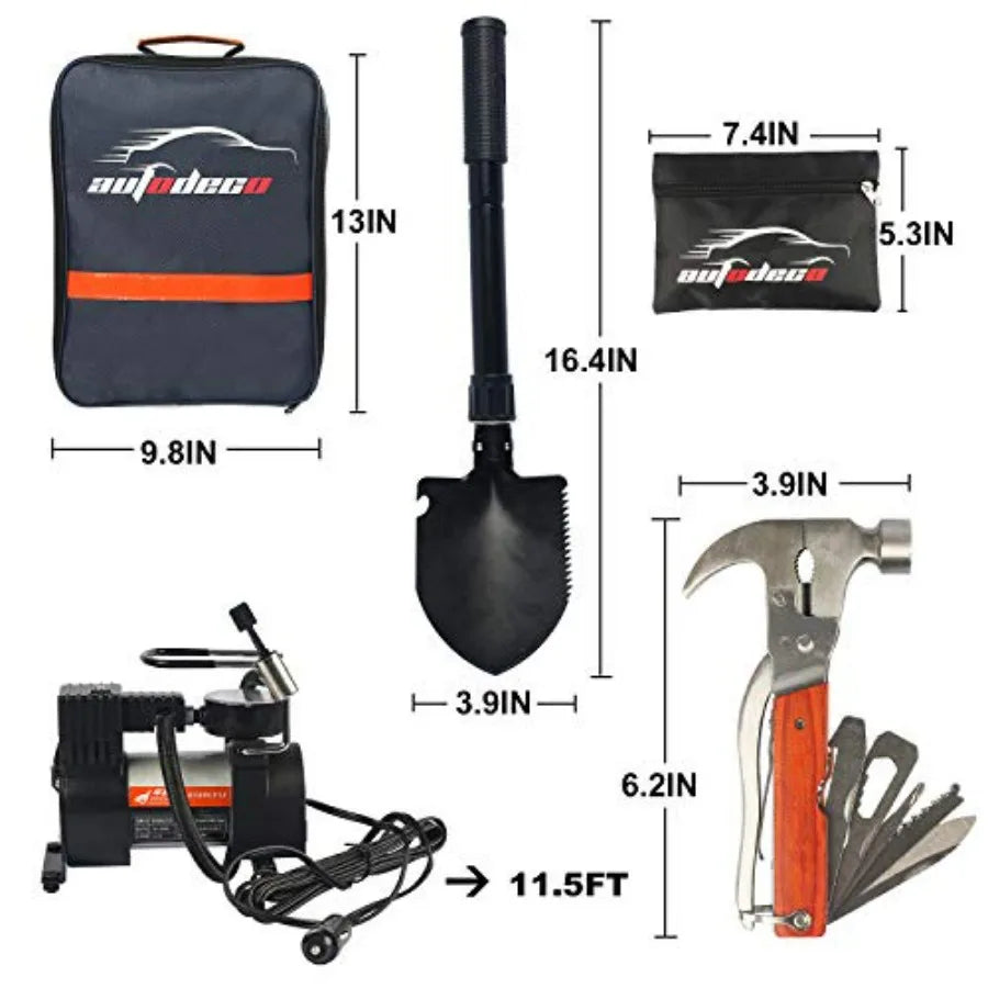 Roadside Emergency Car Kit 95 Pieces Durable Automotive Tools Case