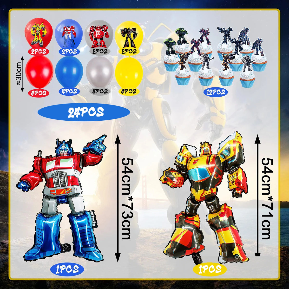 Hasbro Transformers Birthday Party Decorations Set With Balloons And Banner