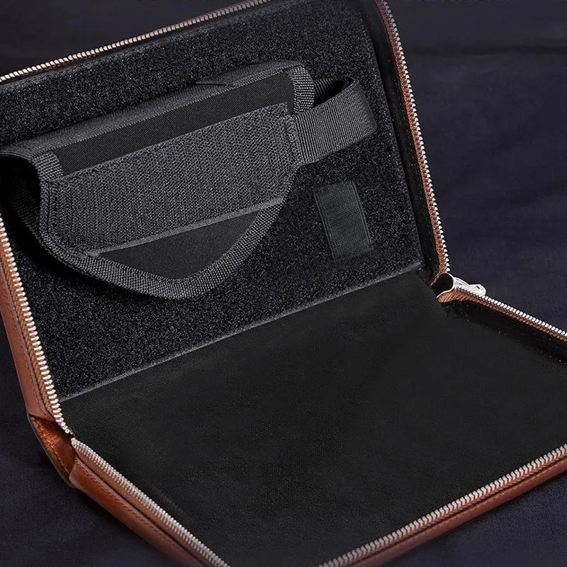 Tactical Leather Gun Holster Notebook Style Pistol Storage Bag