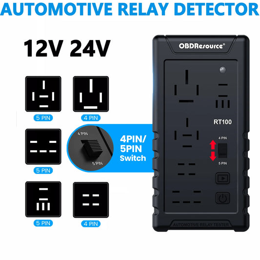 OBDResource 12V 24V Automotive Relay Tester 4PIN LED Display RT100